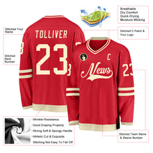 Load image into Gallery viewer, Custom Red Cream Hockey Jersey