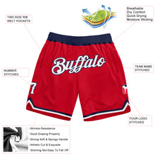 Load image into Gallery viewer, Custom Red White-Navy Authentic Throwback Basketball Shorts