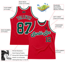 Load image into Gallery viewer, Custom Red Green-White Authentic Throwback Basketball Jersey