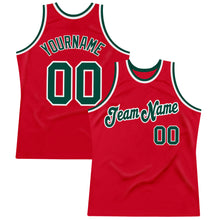 Load image into Gallery viewer, Custom Red Green-White Authentic Throwback Basketball Jersey