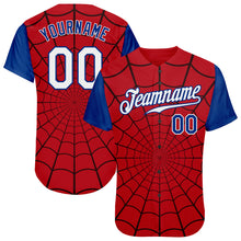 Load image into Gallery viewer, Custom Red White-Royal 3D Pattern Design Spider Web Authentic Baseball Jersey