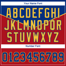 Load image into Gallery viewer, Custom Red Royal-Gold 3D Pattern Design Multicolor Authentic Baseball Jersey