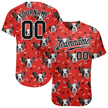 Load image into Gallery viewer, Custom Red Black-White 3D Pattern Design Dogs Authentic Baseball Jersey