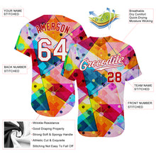 Load image into Gallery viewer, Custom Red White-Red 3D Pattern Design Geometric Graffiti Authentic Baseball Jersey