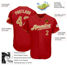 Load image into Gallery viewer, Custom Red Old Gold-White Authentic Baseball Jersey
