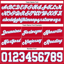 Load image into Gallery viewer, Custom Red White Pinstripe White-Light Blue Authentic Basketball Shorts