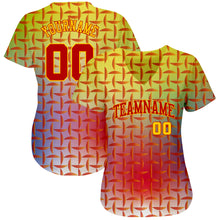Load image into Gallery viewer, Custom Red Red-Gold 3D Pattern Design Authentic Baseball Jersey