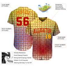 Load image into Gallery viewer, Custom Red Red-Gold 3D Pattern Design Authentic Baseball Jersey