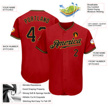 Load image into Gallery viewer, Custom Red Black-Old Gold Authentic Baseball Jersey