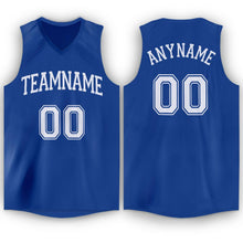 Load image into Gallery viewer, Custom Royal White V-Neck Basketball Jersey