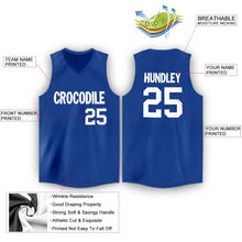 Load image into Gallery viewer, Custom Royal White V-Neck Basketball Jersey