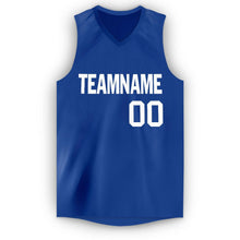 Load image into Gallery viewer, Custom Royal White V-Neck Basketball Jersey