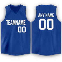 Load image into Gallery viewer, Custom Royal White V-Neck Basketball Jersey