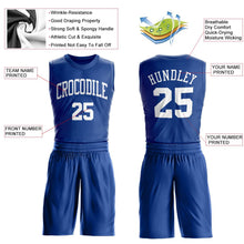 Load image into Gallery viewer, Custom Royal White Round Neck Suit Basketball Jersey