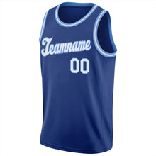 Load image into Gallery viewer, Custom Royal White-Light Blue Round Neck Rib-Knit Basketball Jersey