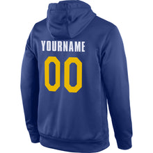 Load image into Gallery viewer, Custom Stitched Royal Gold-Red Sports Pullover Sweatshirt Hoodie