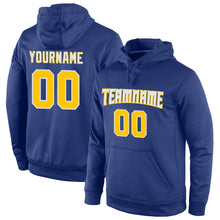 Load image into Gallery viewer, Custom Stitched Royal Gold-White Sports Pullover Sweatshirt Hoodie