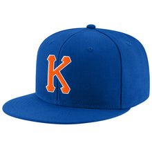 Load image into Gallery viewer, Custom Royal Orange-White Stitched Adjustable Snapback Hat