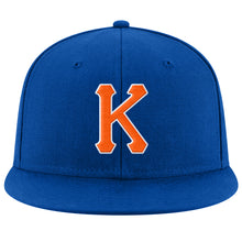 Load image into Gallery viewer, Custom Royal Orange-White Stitched Adjustable Snapback Hat