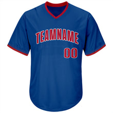 Load image into Gallery viewer, Custom Royal Red-White Authentic Throwback Rib-Knit Baseball Jersey Shirt