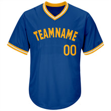 Load image into Gallery viewer, Custom Royal Gold-White Authentic Throwback Rib-Knit Baseball Jersey Shirt