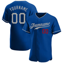 Load image into Gallery viewer, Custom Royal Gray-Red Authentic Baseball Jersey
