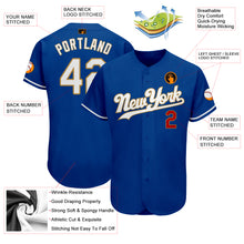 Load image into Gallery viewer, Custom Royal White-Old Gold Authentic Baseball Jersey