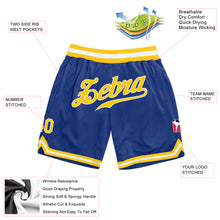 Load image into Gallery viewer, Custom Royal Gold-White Authentic Throwback Basketball Shorts