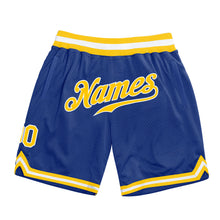 Load image into Gallery viewer, Custom Royal Gold-White Authentic Throwback Basketball Shorts