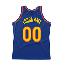 Load image into Gallery viewer, Custom Royal Gold-Orange Authentic Throwback Basketball Jersey