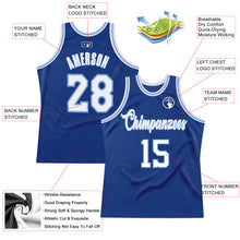 Load image into Gallery viewer, Custom Royal White-Light Blue Authentic Throwback Basketball Jersey