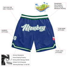 Load image into Gallery viewer, Custom Royal White-Kelly Green Authentic Throwback Basketball Shorts