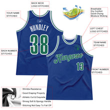 Load image into Gallery viewer, Custom Royal Kelly Green-White Authentic Throwback Basketball Jersey