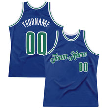 Load image into Gallery viewer, Custom Royal Kelly Green-White Authentic Throwback Basketball Jersey