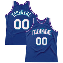 Load image into Gallery viewer, Custom Royal White-Purple Authentic Throwback Basketball Jersey