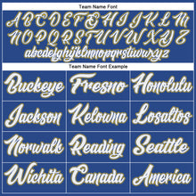 Load image into Gallery viewer, Custom Royal White-Gold Authentic Throwback Basketball Jersey