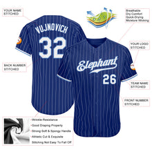 Load image into Gallery viewer, Custom Royal White Pinstripe White-Light Blue Authentic Baseball Jersey
