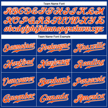 Load image into Gallery viewer, Custom Royal White Pinstripe Orange-White Authentic Baseball Jersey