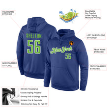 Load image into Gallery viewer, Custom Stitched Royal Neon Green-White Sports Pullover Sweatshirt Hoodie