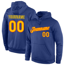 Load image into Gallery viewer, Custom Stitched Royal Gold-Orange Sports Pullover Sweatshirt Hoodie