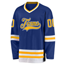 Load image into Gallery viewer, Custom Royal Gold-White Hockey Jersey
