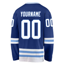 Load image into Gallery viewer, Custom Royal White-Light Blue Hockey Jersey