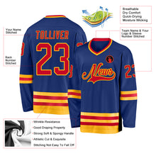Load image into Gallery viewer, Custom Royal Red-Gold Hockey Jersey
