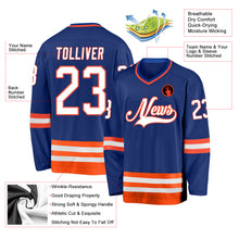 Load image into Gallery viewer, Custom Royal White-Orange Hockey Jersey