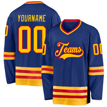Load image into Gallery viewer, Custom Royal Gold-Red Hockey Jersey