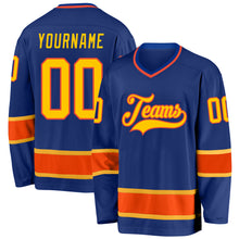Load image into Gallery viewer, Custom Royal Gold-Orange Hockey Jersey