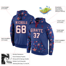 Load image into Gallery viewer, Custom Stitched Royal White-Red 3D American Flag Fashion Sports Pullover Sweatshirt Hoodie