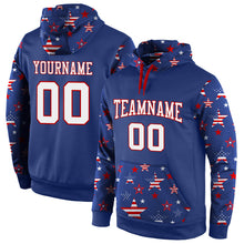 Load image into Gallery viewer, Custom Stitched Royal White-Red 3D American Flag Fashion Sports Pullover Sweatshirt Hoodie