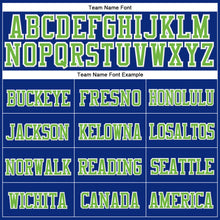 Load image into Gallery viewer, Custom Royal Neon Green-White Stitched Cuffed Knit Hat