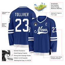 Load image into Gallery viewer, Custom Royal White Hockey Jersey
